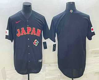Mens Japan Baseball Blank 2023 Black World Classic Stitched Jersey->2023 world baseball classic->MLB Jersey